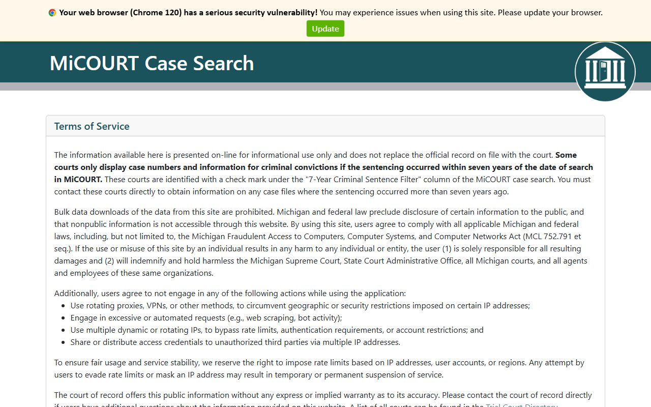 Alger County court records after jail arrest MiCOURT case search